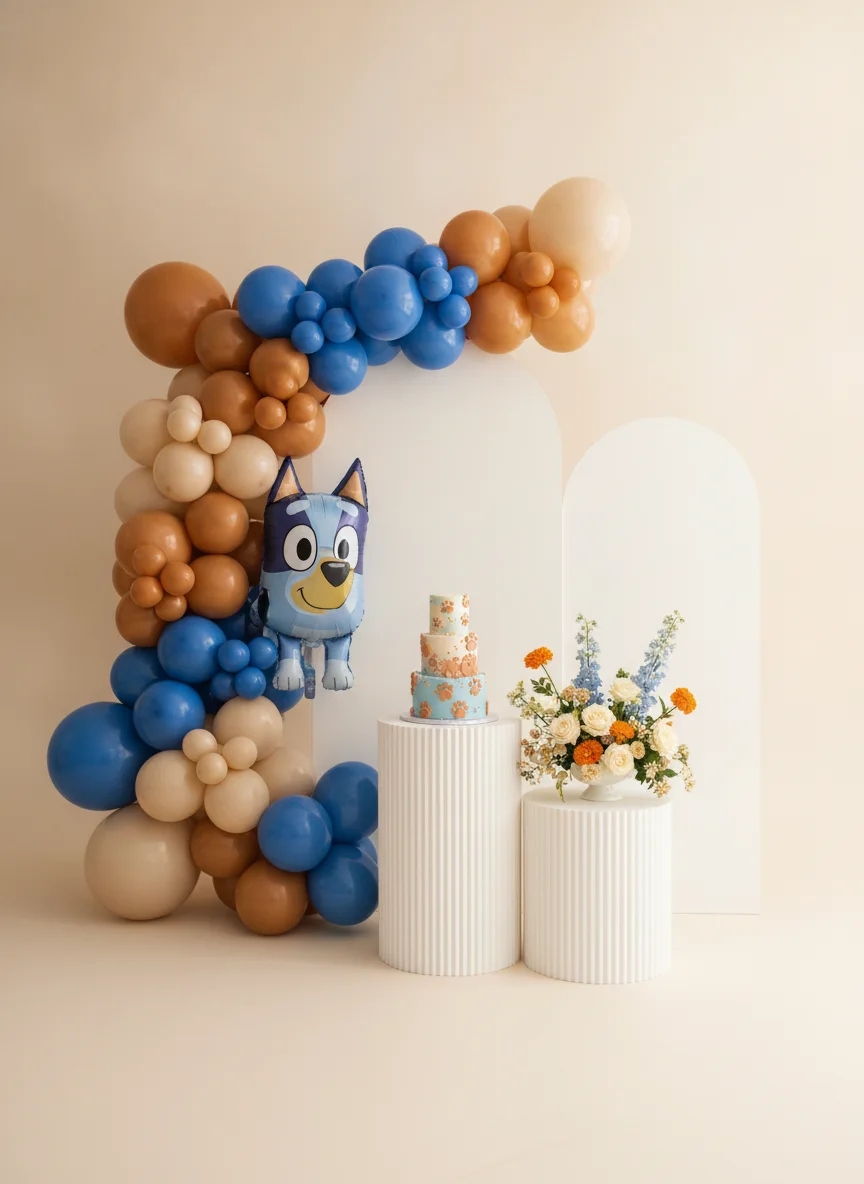 Blue Pup styling: Bright blue, warm neutrals